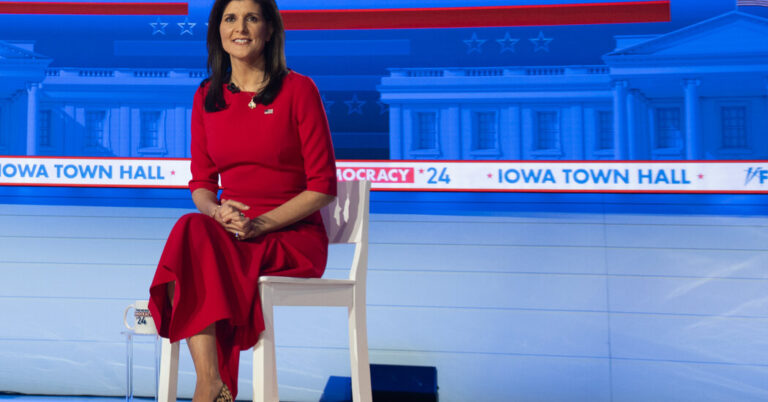 Challenged on Policy Views in Town-Hall Event, Haley Doesn’t Budge