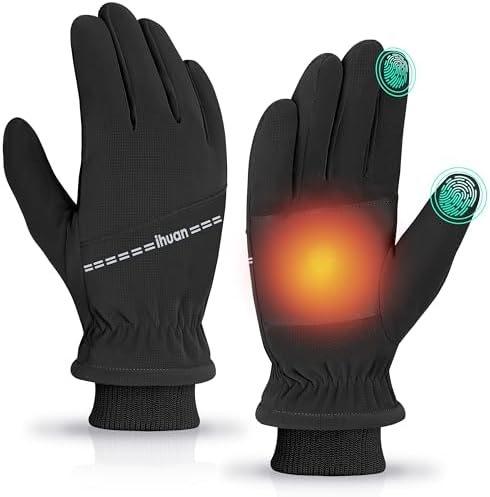 ihuan Winter Gloves Waterproof Windproof Mens Women - Warm Gloves Cold Weather, Touch Screen Fingers, Driving Biking Running