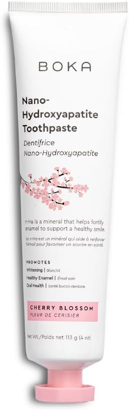 Boka Fluoride Free Toothpaste - Nano Hydroxyapatite, Remineralizing, Sensitive Teeth, Whitening - Dentist Recommended Adult & Kids Oral Care - Cherry Blossom Natural Flavor, 4oz 1 Pk - US Manufactured