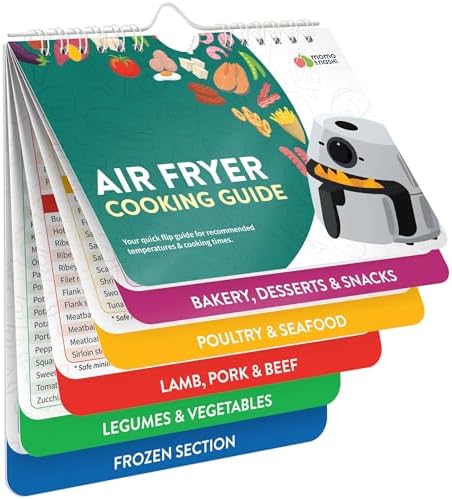 Air Fryer Magnetic Cheat Sheet Set - Cooking Time Charts and Recipe Booklet for Oven and Kitchen